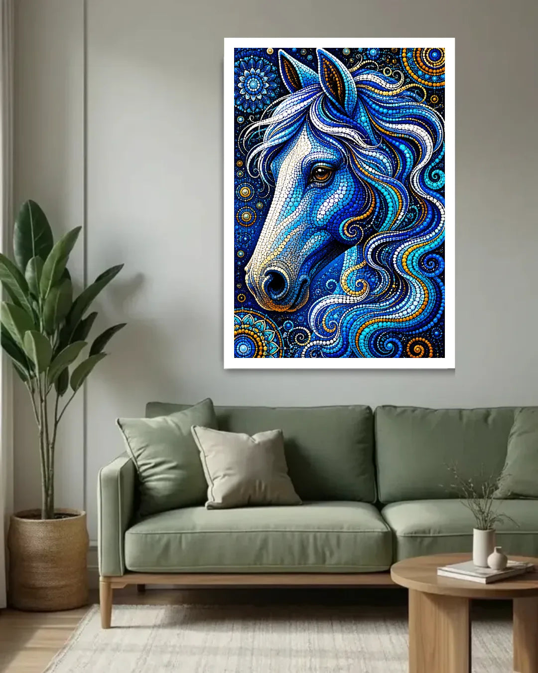 Blue Horse Abstract Art - Wall Art Canvas