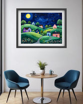 Abstract Colorful Night Village - Wall Art Canvas WallArtVibes