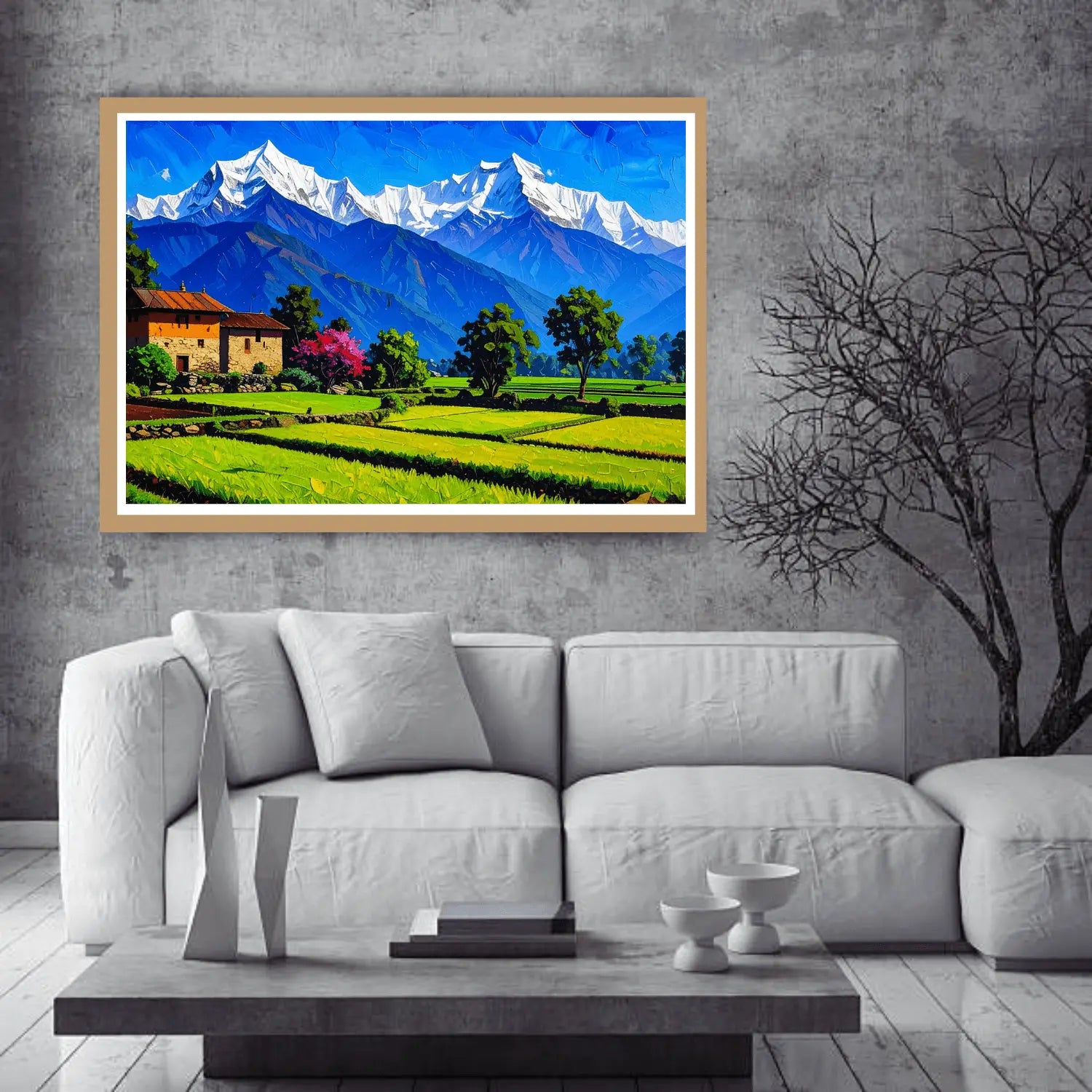 Mountain landscape countryside canvas wall art painting
