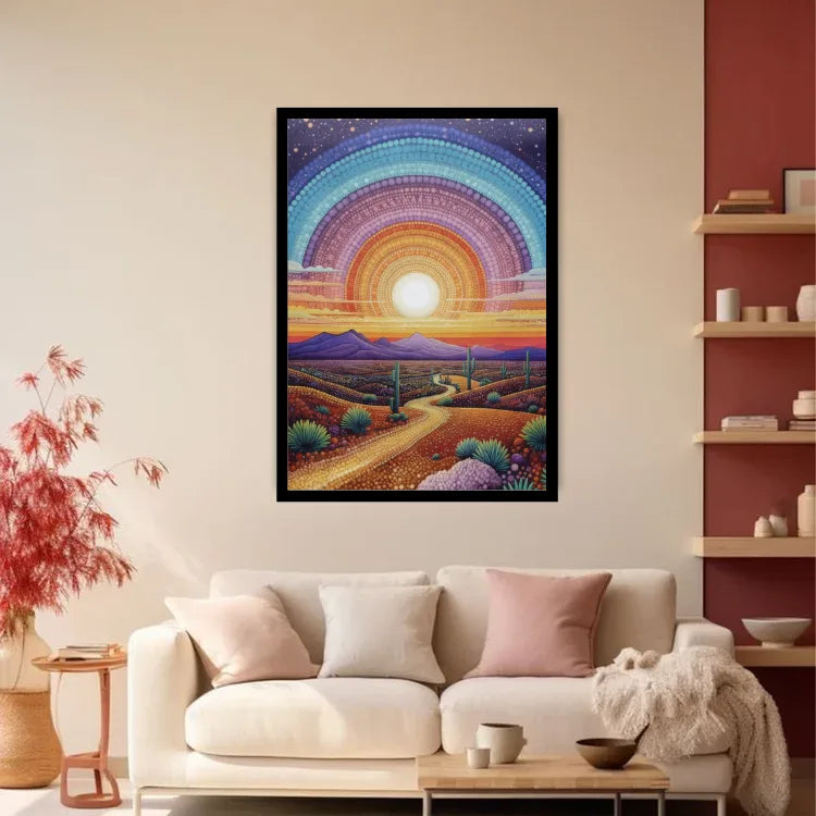 Cactus Dreamscape: Sunset Road - Wall Art Canvas WallArtVibes