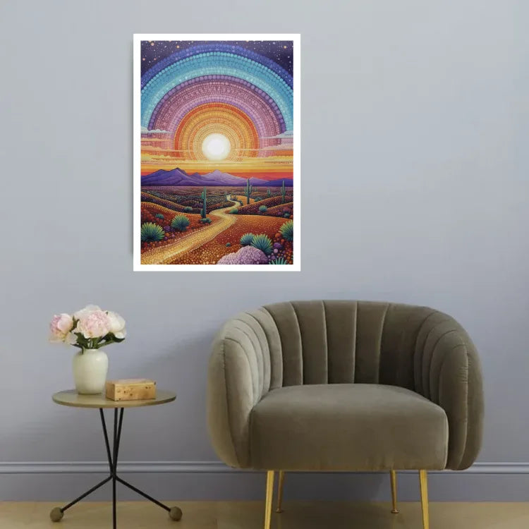 Cactus Dreamscape: Sunset Road - Wall Art Canvas WallArtVibes