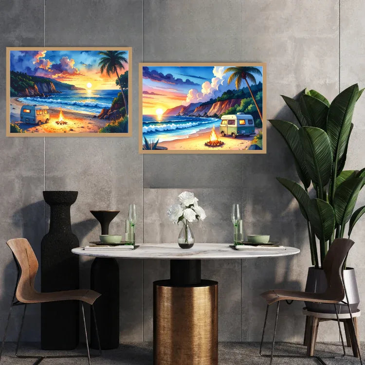 Retro Hippie Surf - Set Of 2 - Wall Art Canvas WallArtVibes