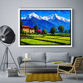 Green fields mountain scenery canvas wall art
