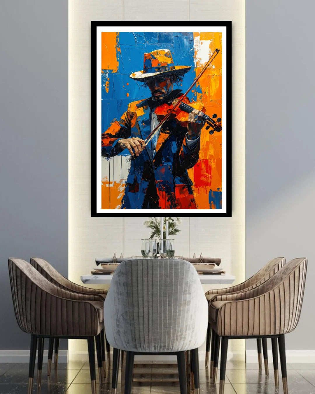 Abstract Violin Player Art - Wall Art Canvas