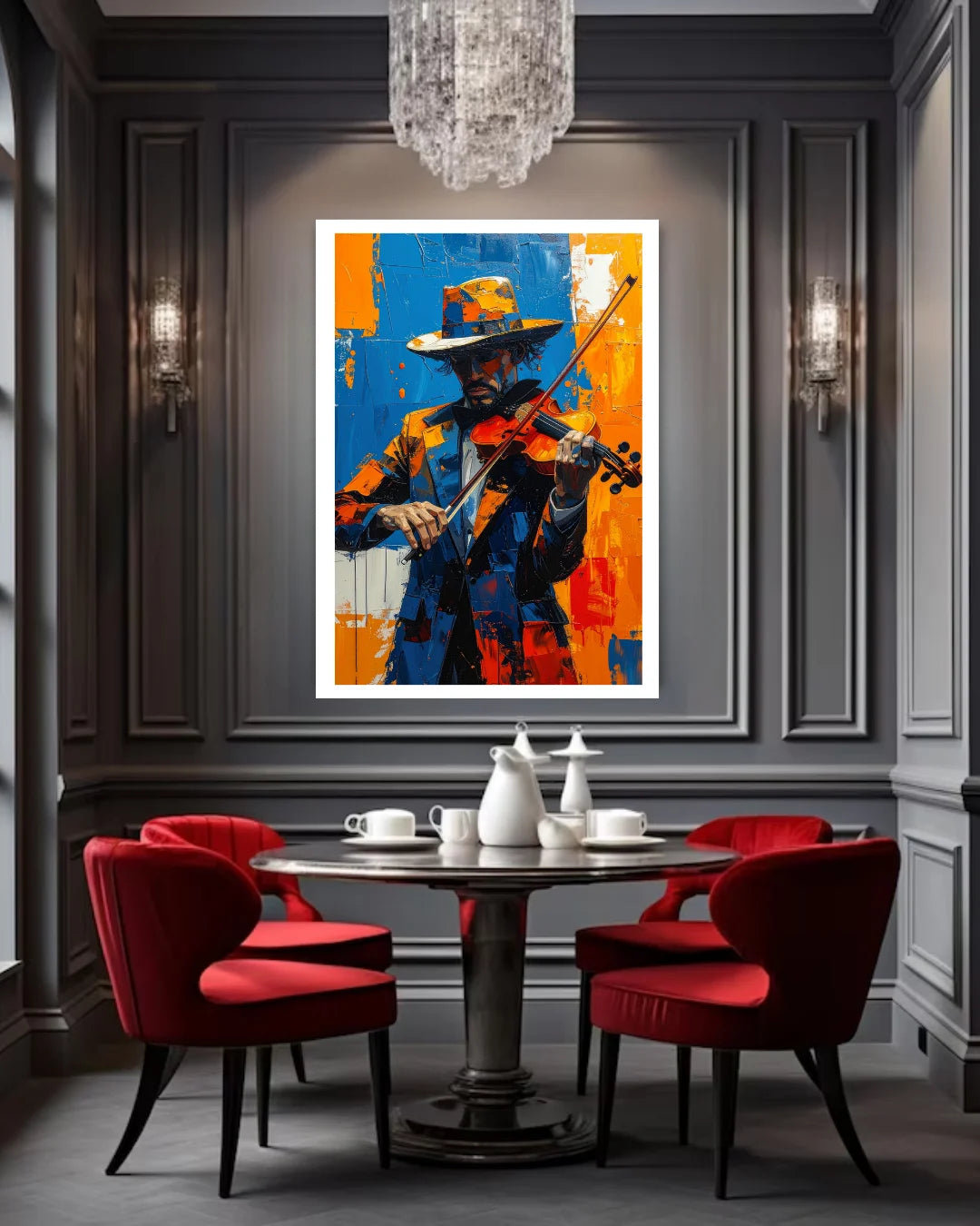 Abstract Violin Player Art - Wall Art Canvas