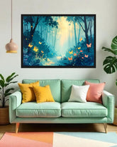 Enchanted Forest Path: Mystical Butterflies and Fireflies Wall Art WallArtVibes