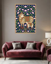 Spiritual Calm : Cow & Calf Scene - Wall Art Canvas WallArtVibes