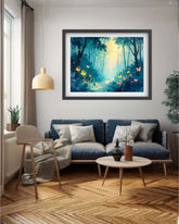 Enchanted Forest Path: Mystical Butterflies and Fireflies Wall Art WallArtVibes
