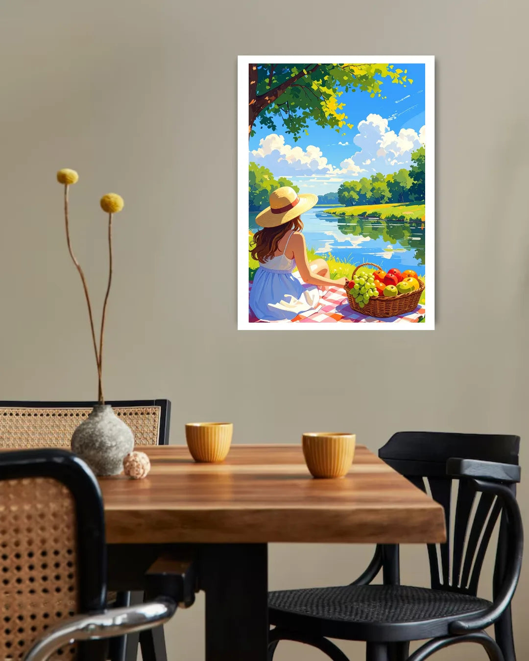 Woman by the Lake Landscape - Wall Art Canvas