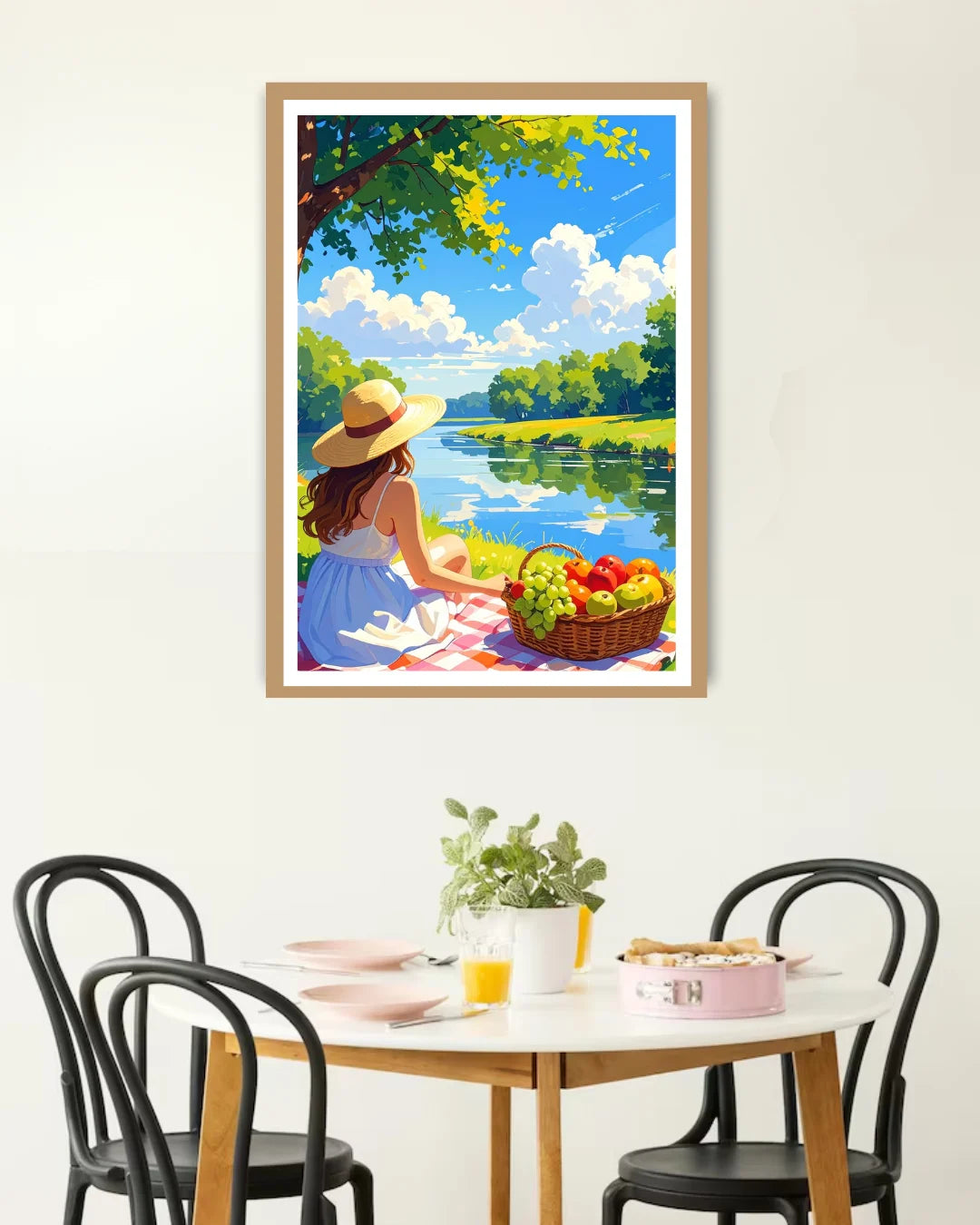 Woman by the Lake Landscape - Wall Art Canvas