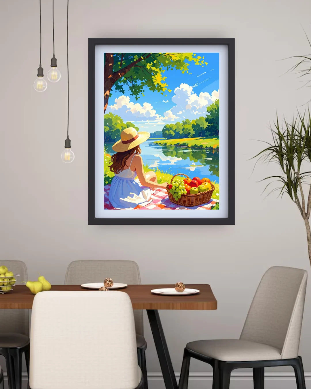 Woman by the Lake Landscape - Wall Art Canvas