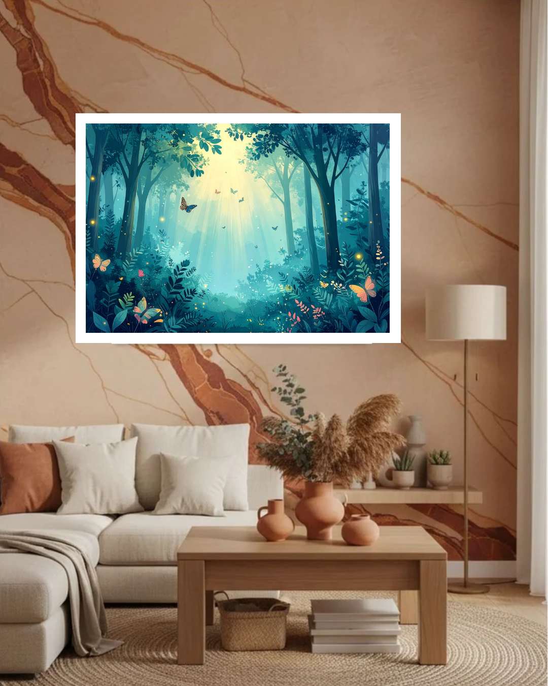 Enchanted Forest: Magical Canvas Wall Art with Butterflies and Fireflies WallArtVibes