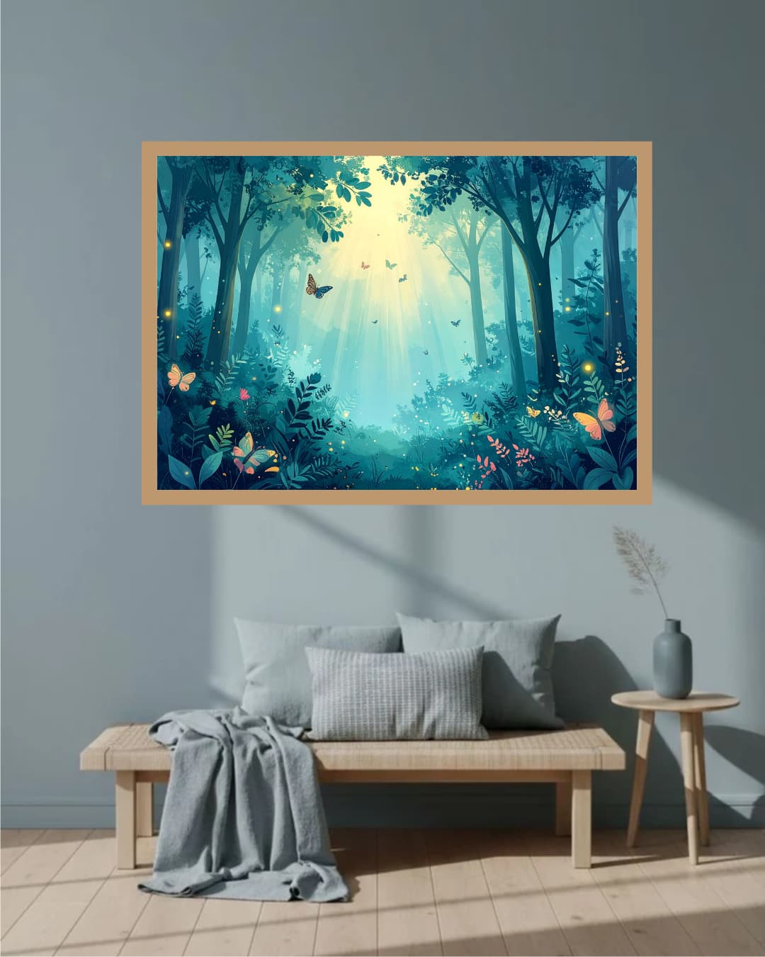 Enchanted Forest: Magical Canvas Wall Art with Butterflies and Fireflies WallArtVibes