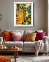 Golden Serenity Lotus Pond Indian - Wall Art Canvas WallArtVibes