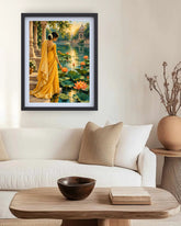 Golden Serenity Lotus Pond Indian - Wall Art Canvas WallArtVibes
