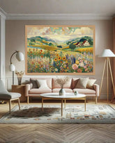 Pastel Meadow Countryside Modern - Wall Art Canvas WallArtVibes