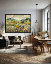 Pastel Meadow Countryside Modern - Wall Art Canvas WallArtVibes