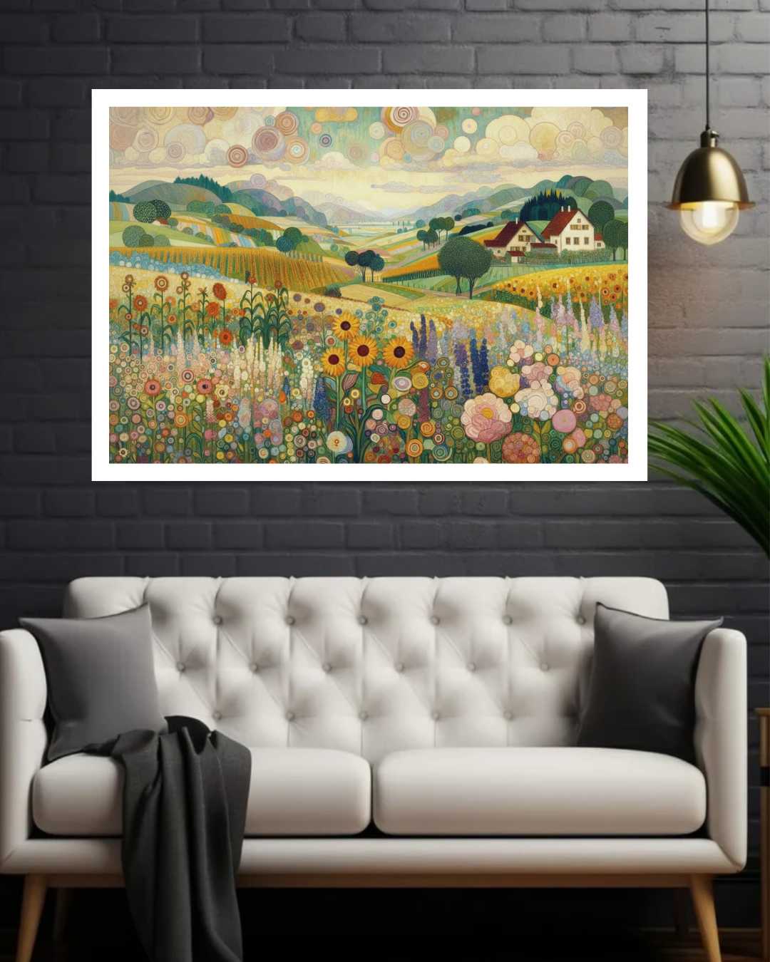 Pastel Meadow Countryside Modern - Wall Art Canvas WallArtVibes