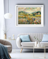 Pastel Meadow Countryside Modern - Wall Art Canvas WallArtVibes