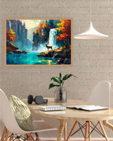 Emerald Waterfall Modern Landscape - Wall Art Canvas WallArtVibes