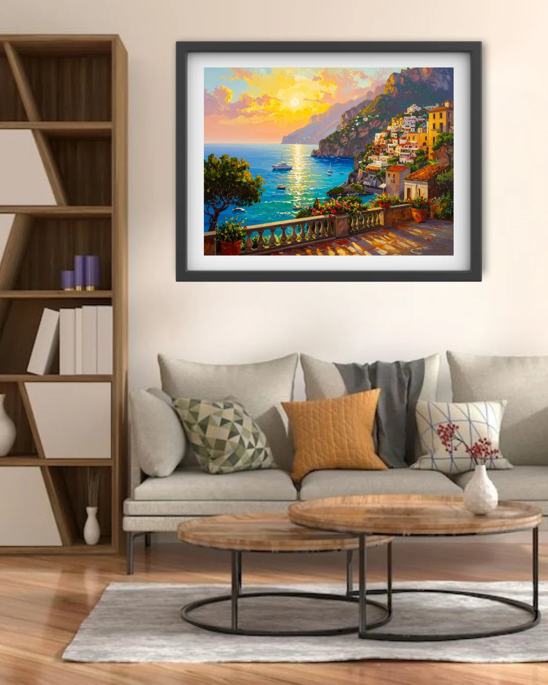 Mediterranean Coastal Sunset Landscape Wall Art Painting WallArtVibes
