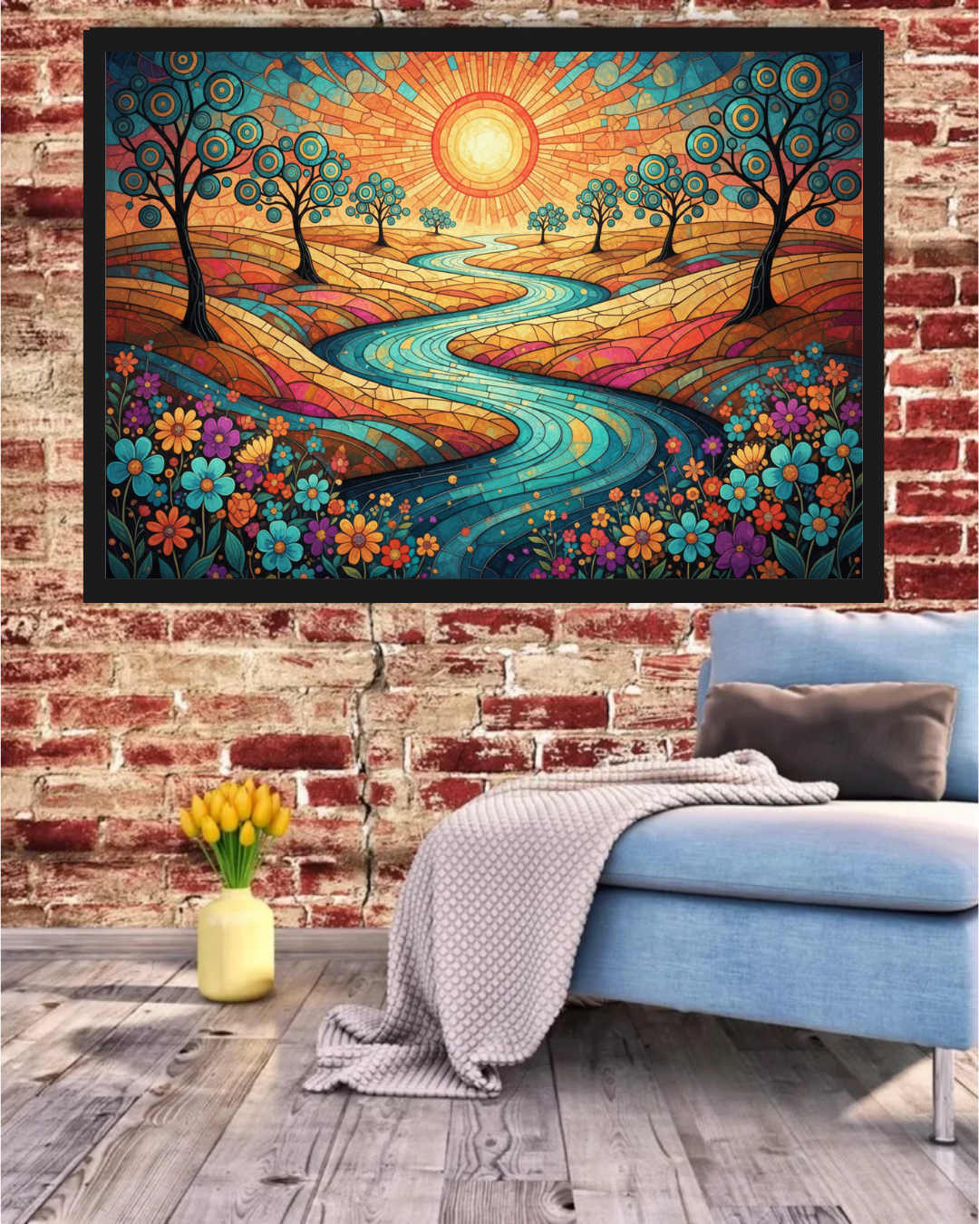 Radiant River Valley Modern - Wall Art Canvas WallArtVibes