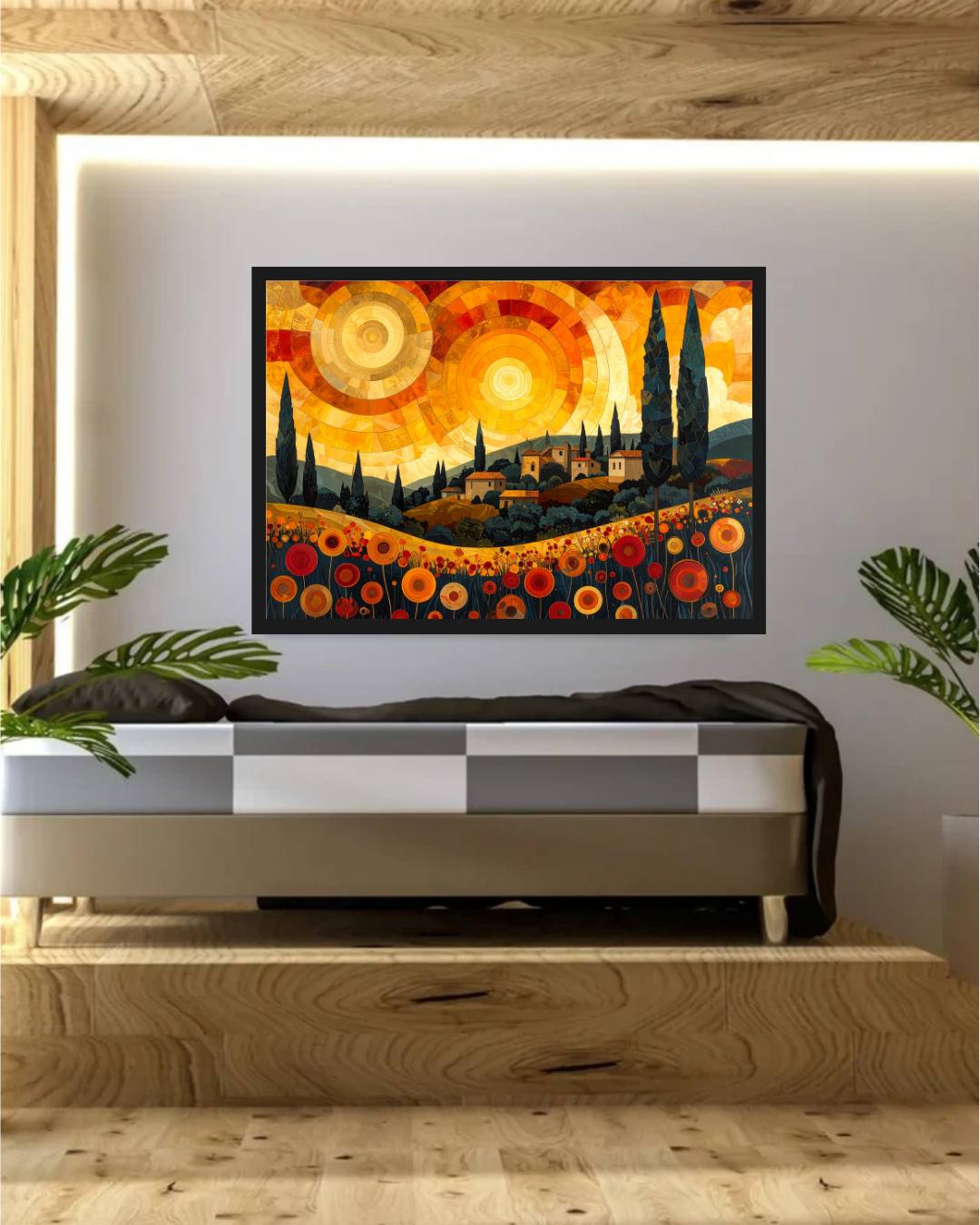 Golden City Sunset Modern - Wall Art Canvas WallArtVibes