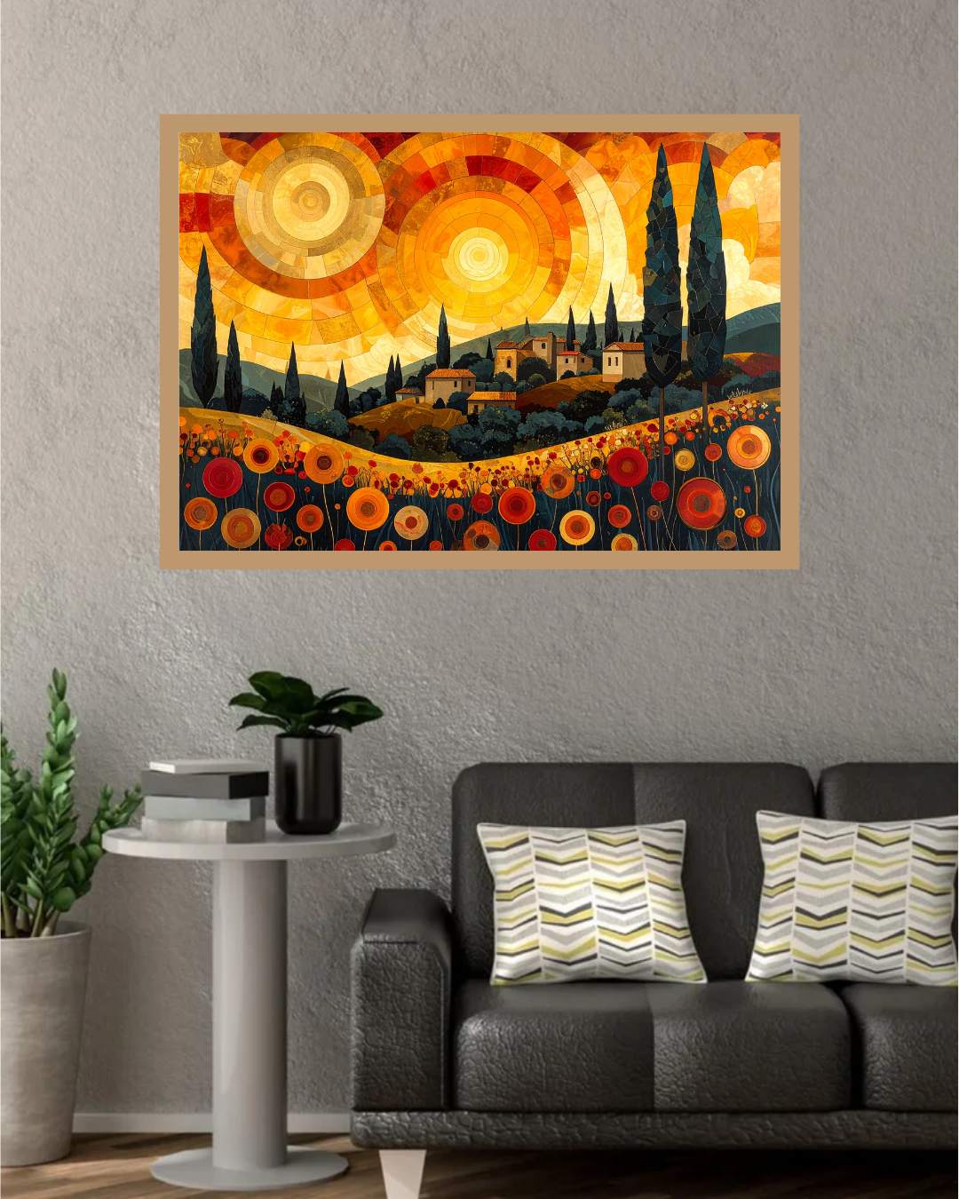 Golden City Sunset Modern - Wall Art Canvas WallArtVibes