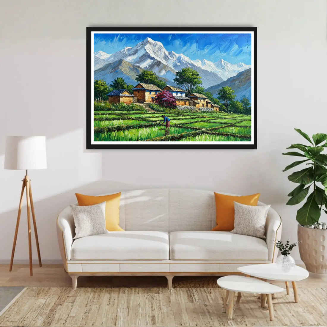 Mountain village landscape canvas wall art painting
