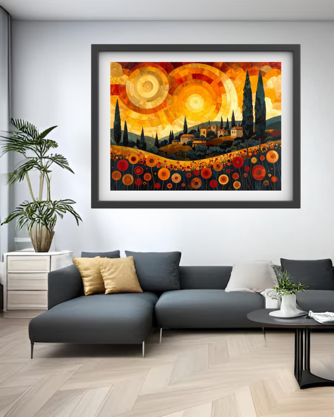 Golden City Sunset Modern - Wall Art Canvas WallArtVibes