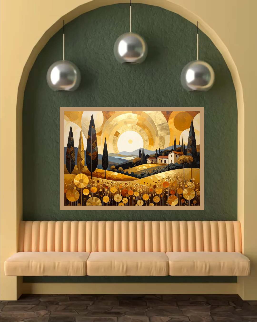 Golden Countryside Sunset Modern - Wall Art Canvas WallArtVibes