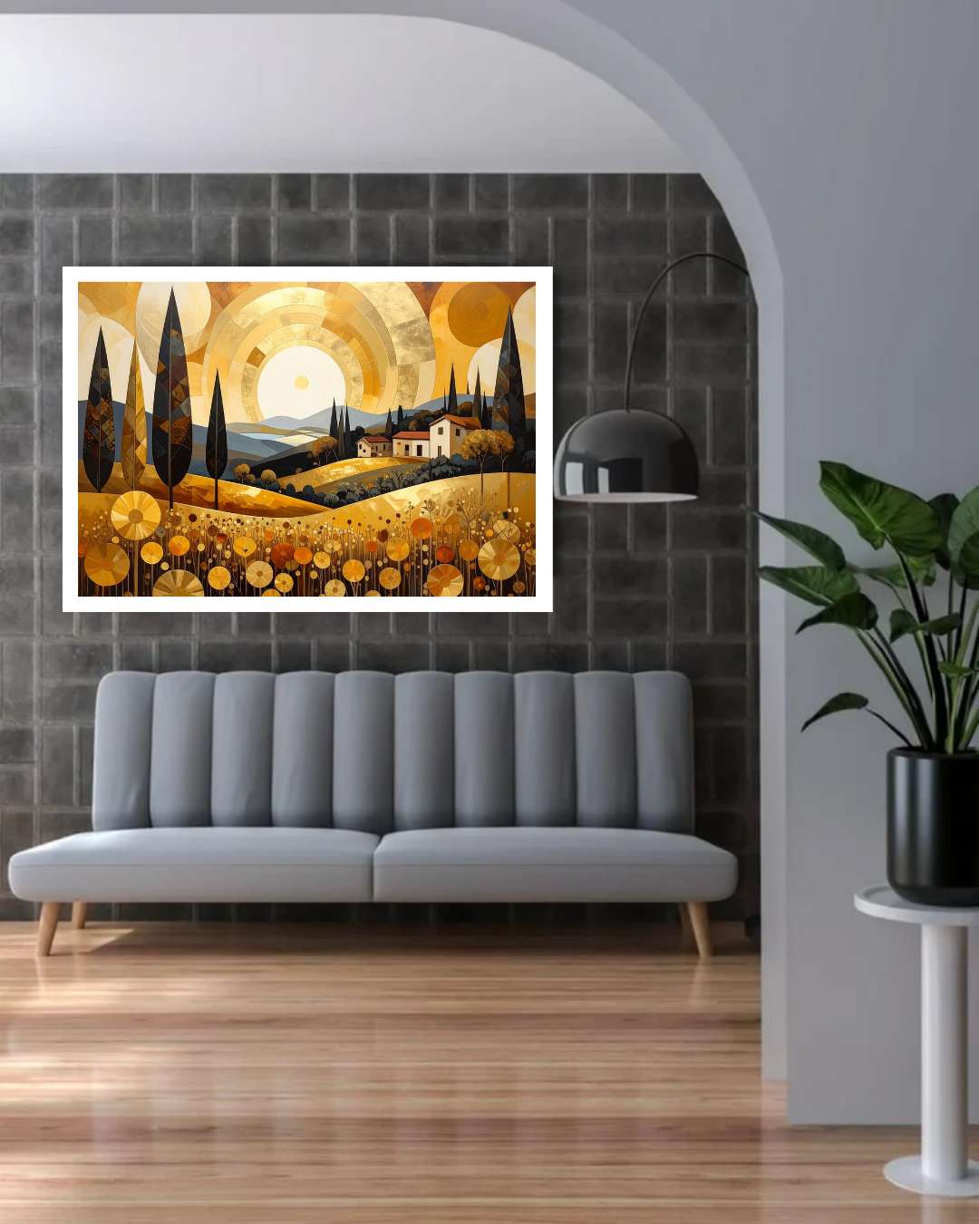 Golden Countryside Sunset Modern - Wall Art Canvas WallArtVibes
