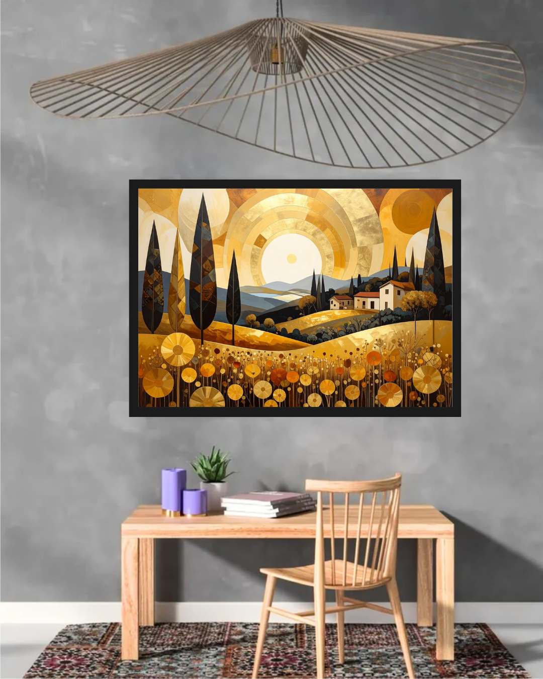 Golden Countryside Sunset Modern - Wall Art Canvas WallArtVibes
