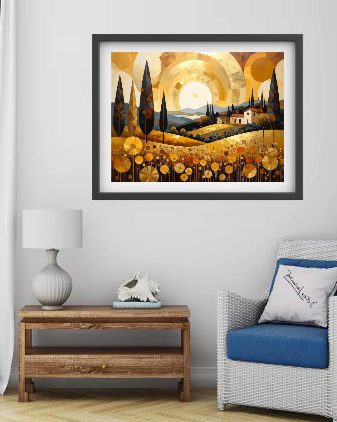 Golden Countryside Sunset Modern - Wall Art Canvas WallArtVibes