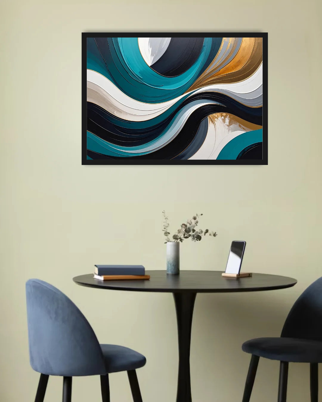 Teal &amp; Gold Flow – Wall Art Canvas