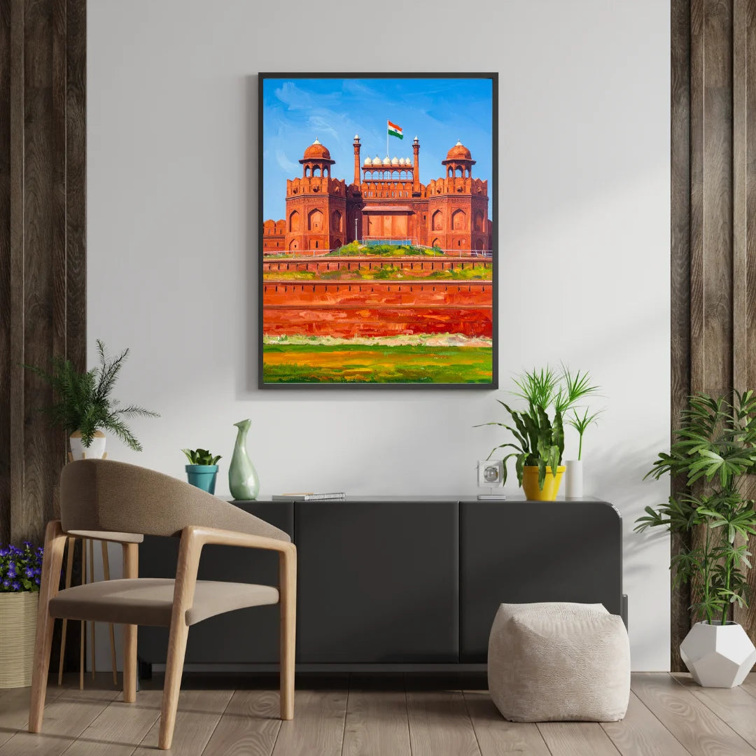 Red Fort India heritage canvas wall art
