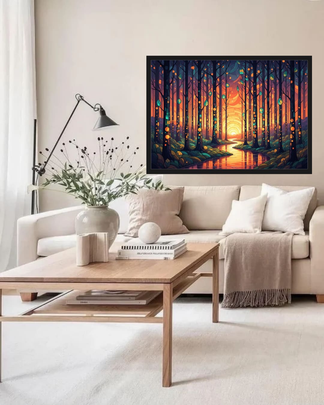 Golden Forest Path Modern - Wall Art Canvas WallArtVibes