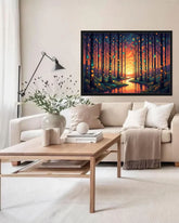 Golden Forest Path Modern - Wall Art Canvas WallArtVibes