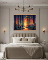 Golden Forest Path Modern - Wall Art Canvas WallArtVibes