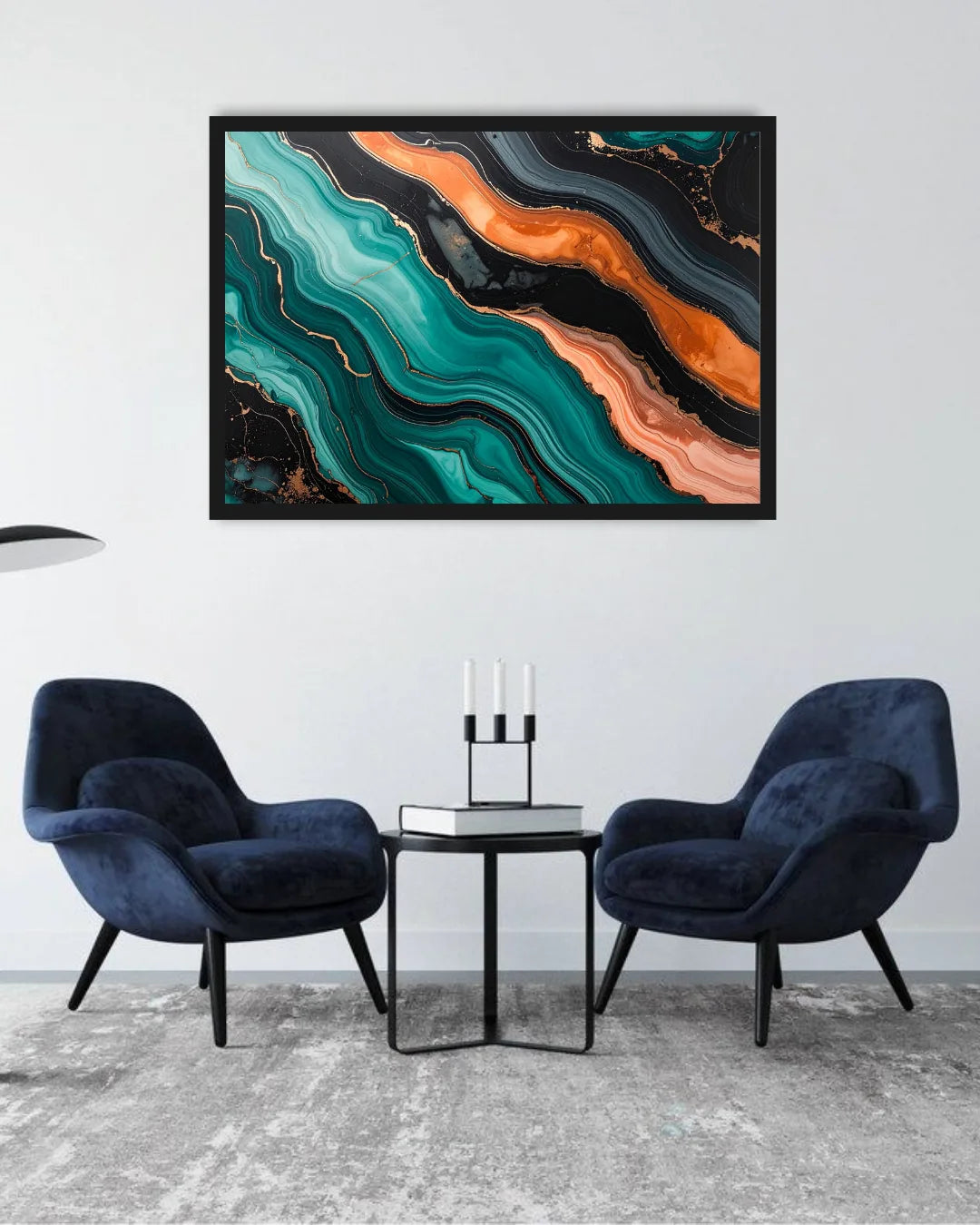Teal Orange Abstract Flow – Wall Art Canvas