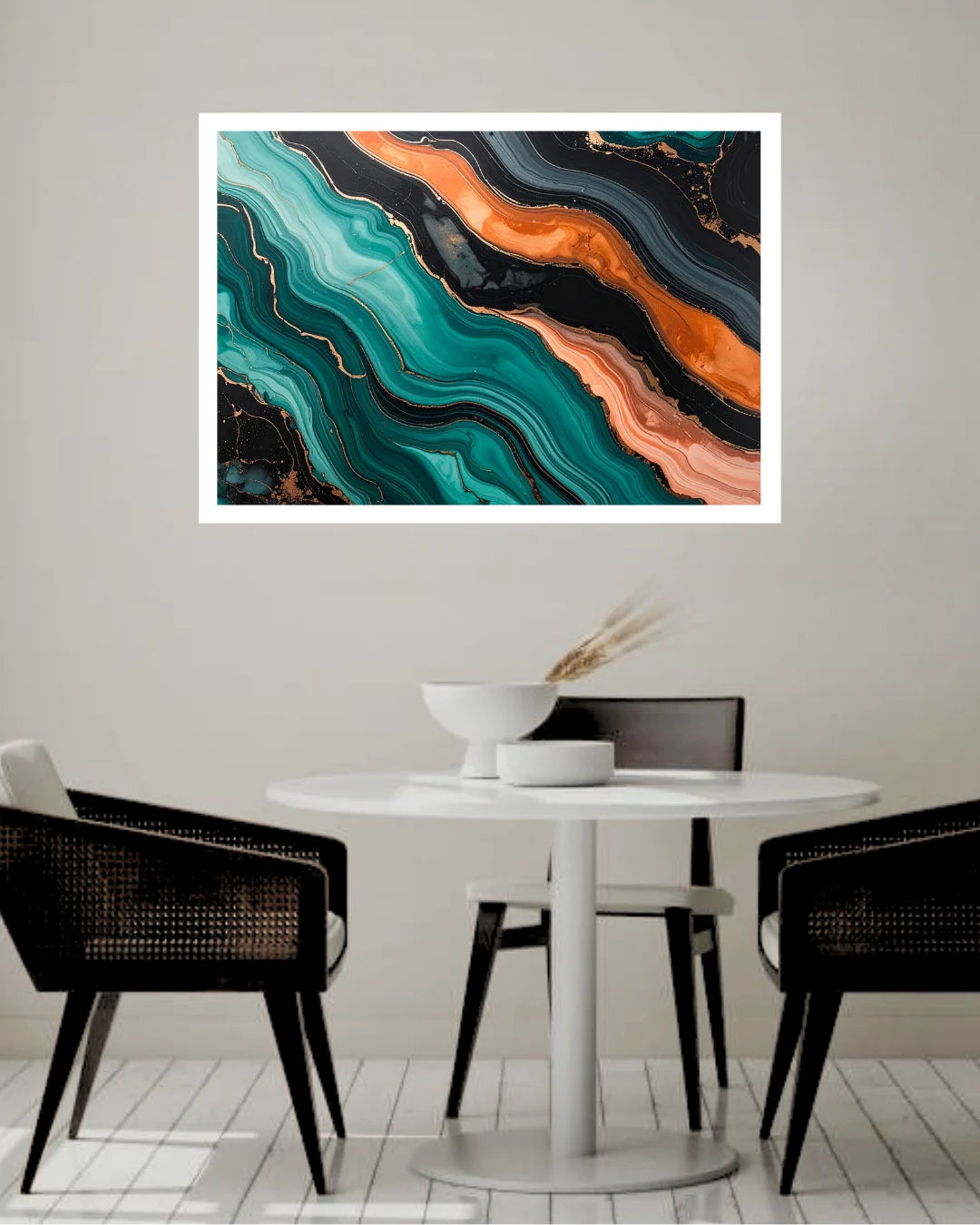 Teal Orange Abstract Flow – Wall Art Canvas