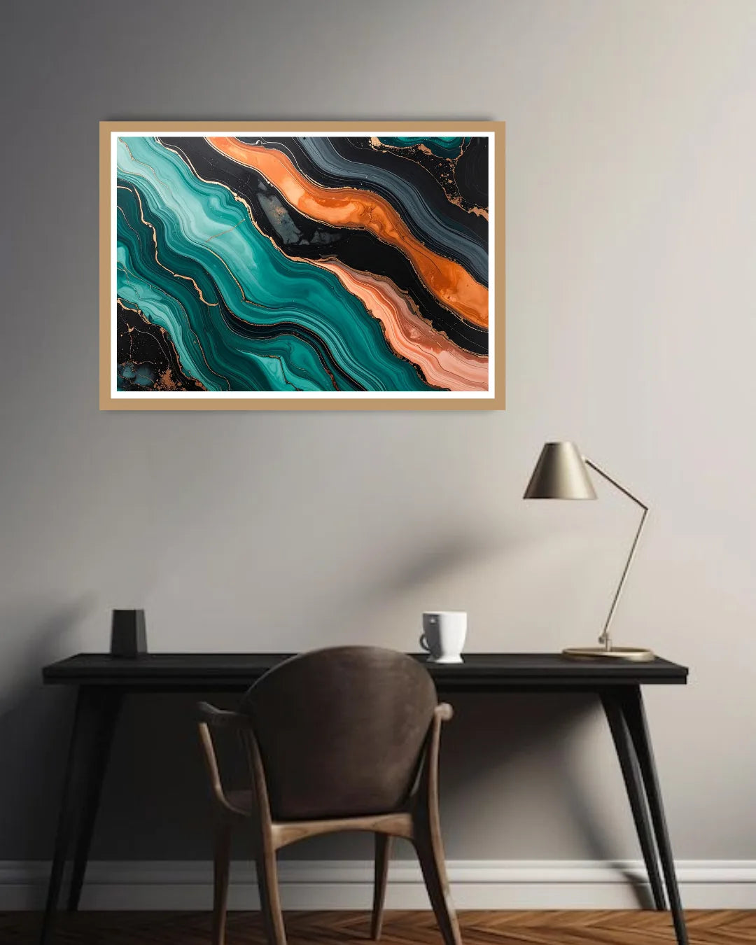 Teal Orange Abstract Flow – Wall Art Canvas