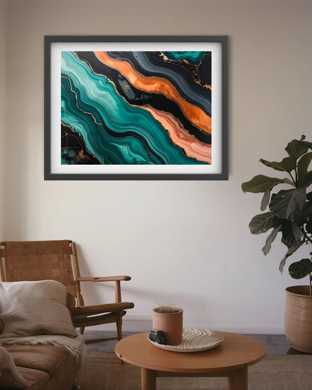 Teal Orange Abstract Flow – Wall Art Canvas