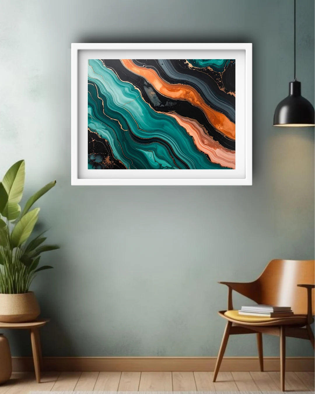 Teal Orange Abstract Flow – Wall Art Canvas