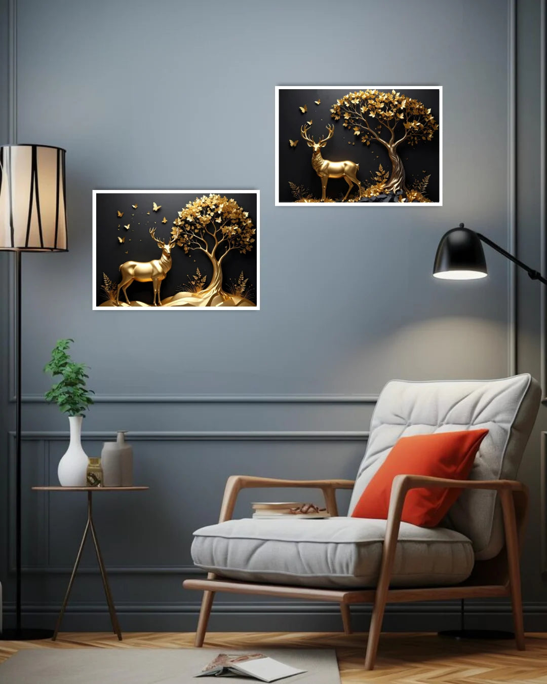 Golden Grace : Deer &amp; Fawn Art - Wall Art Canvas