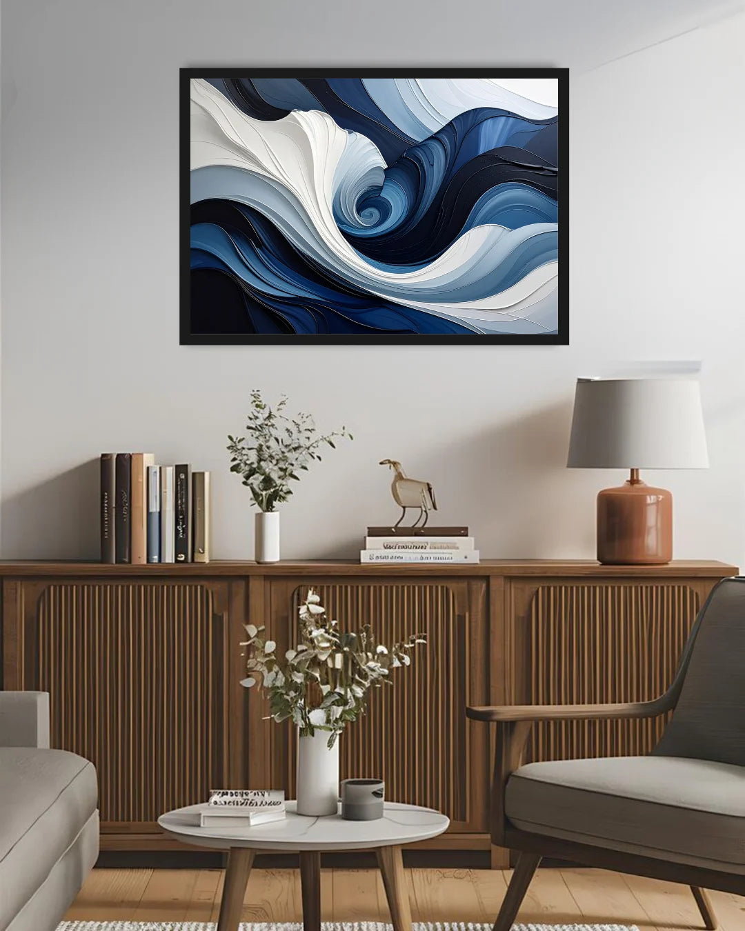 Blue White Ocean Swirl – Wall Art Canvas