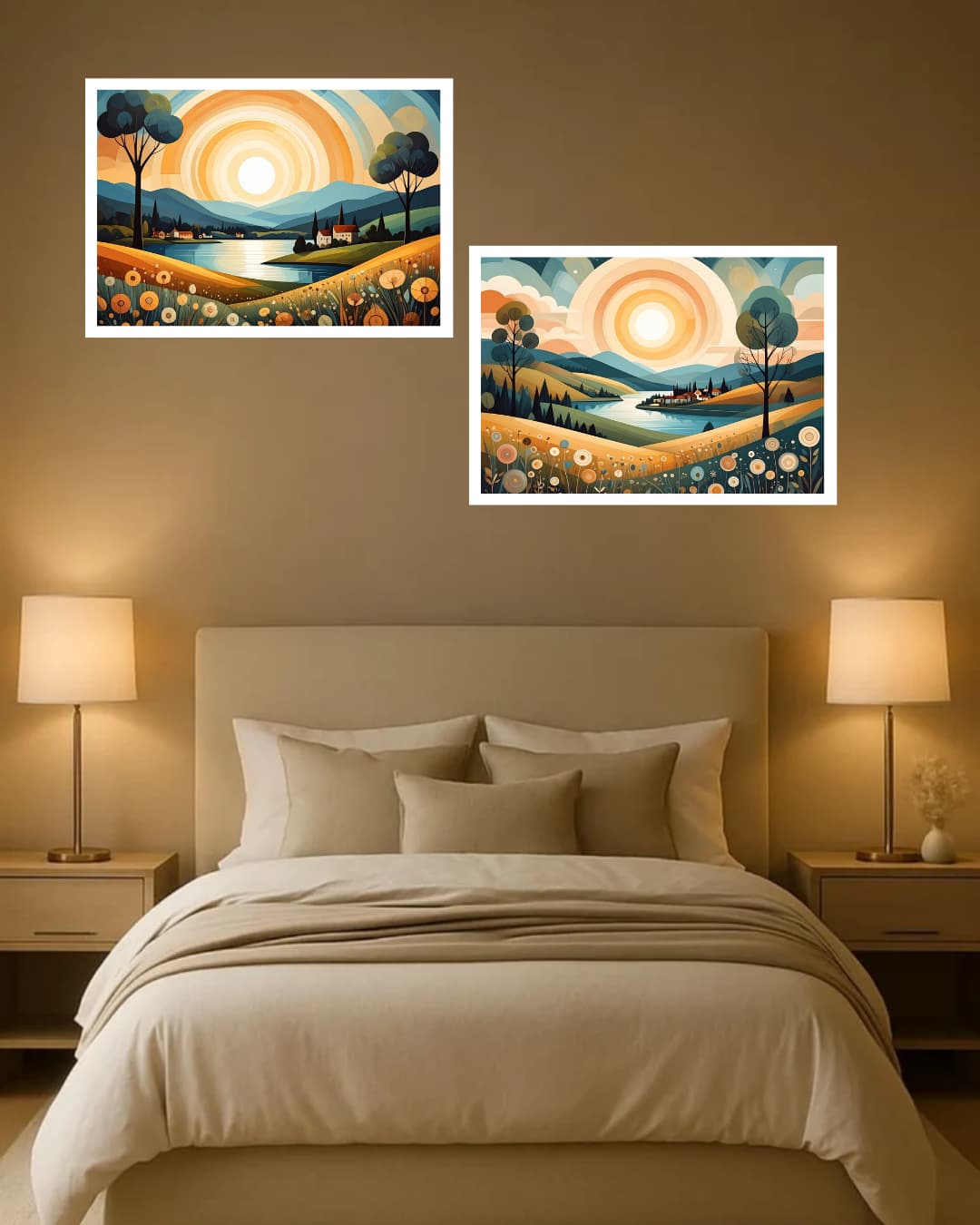 Calm Modern Landscape Set of 2 - Wall Art Canvas WallArtVibes