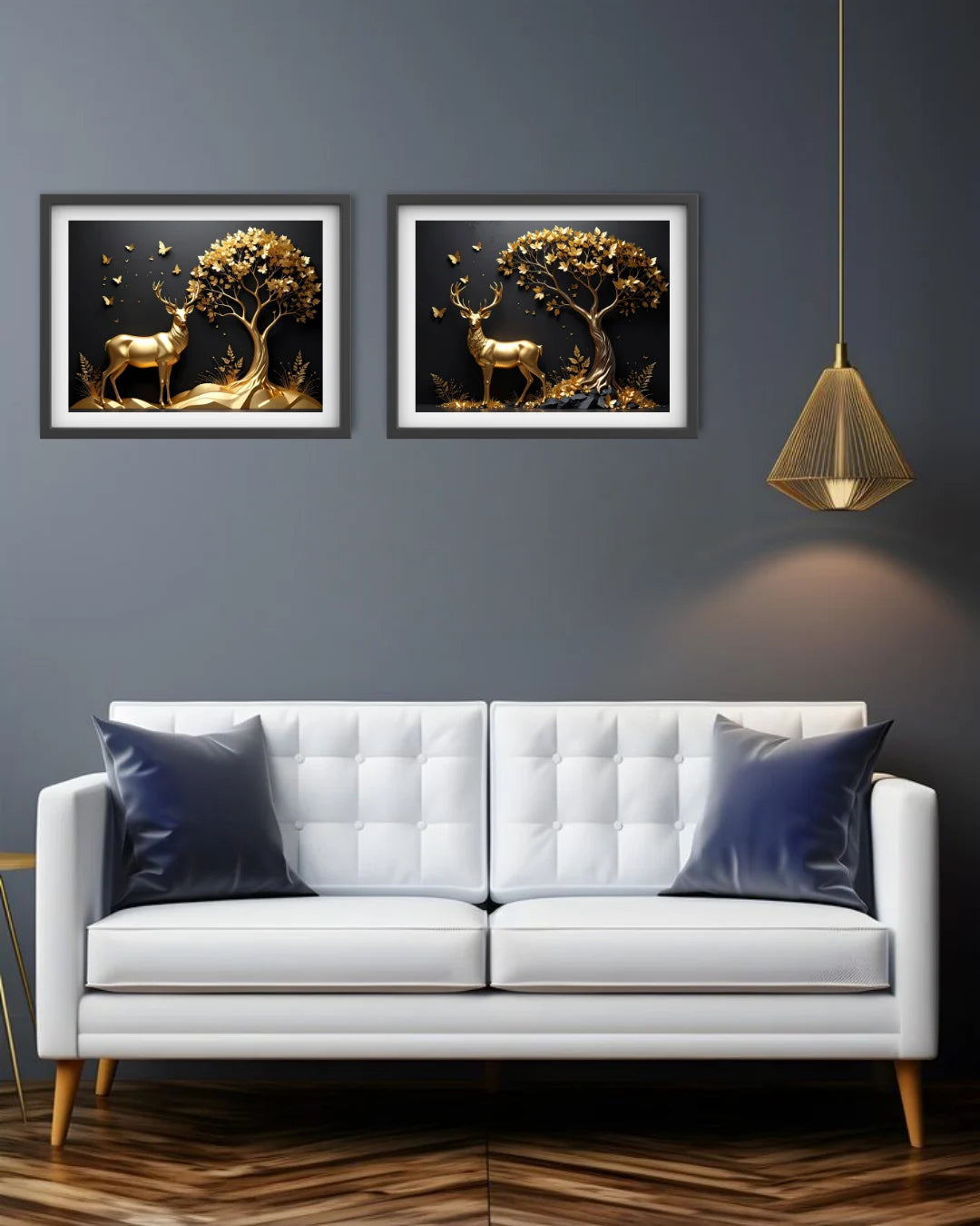 Golden Grace : Deer &amp; Fawn Art - Wall Art Canvas