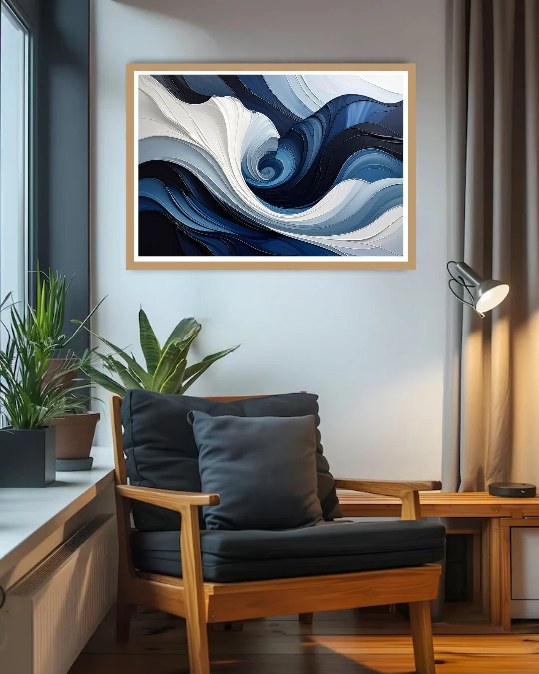 Blue White Ocean Swirl – Wall Art Canvas
