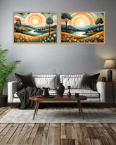 Calm Modern Landscape Set of 2 - Wall Art Canvas WallArtVibes